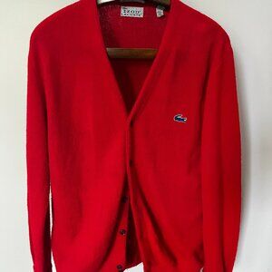 Vintage Izod Lacoste Red Cardigan Mens Sweater